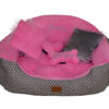 Wholesale Gray Cotton Polka Dots Baby Pink Coral Fleece Pet Bed Princess Dog House Cushion Sofa Luxury Designer Cat Furniture Puppy Rabbit Bed With Quilted Reversible Cushion Pillow Mat