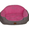 Wholesale Gray Cotton Polka Dots Baby Pink Coral Fleece Pet Bed Princess Dog House Cushion Sofa Luxury Designer Cat Furniture Puppy Rabbit Bed With Quilted Reversible Cushion Pillow Mat