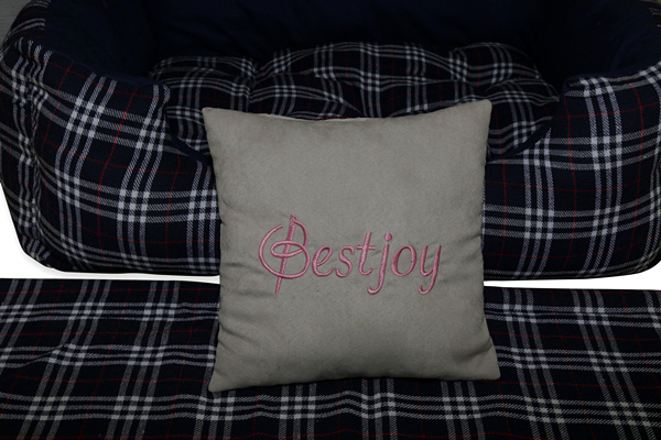 Wholesale Designer Pet Bed Pillow in England Blue Yarn Dyed Tartan Plaid Cotton Trendy Prince Dog Toy Cat Pillow Custom Handmade Reversible Cushion Pet Birthday Gift Home Decorative Pillow