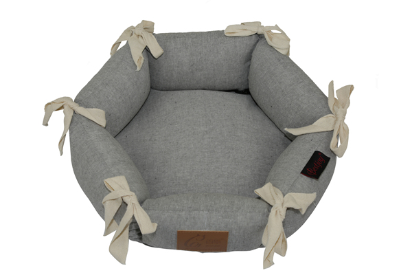 Multifunctional OEM Donut Pet Bed Cuddler Cotton Linen Blended Gray and Natural Pet Bed House Large Dog Cushion Mat Linen Cat Mattress Pad Indoor Floor Decorative Cushion Pillow for Wholesale