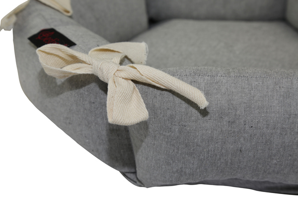Multifunctional OEM Donut Pet Bed Cuddler Cotton Linen Blended Gray and Natural Pet Bed House Large Dog Cushion Mat Linen Cat Mattress Pad Indoor Floor Decorative Cushion Pillow for Wholesale