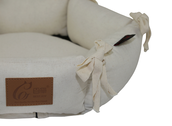 Multifunctional OEM Donut Pet Bed Cuddler Cotton Linen Blended Gray and Natural Pet Bed House Large Dog Cushion Mat Linen Cat Mattress Pad Indoor Floor Decorative Cushion Pillow for Wholesale