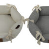 Multifunctional OEM Donut Pet Bed Cuddler Cotton Linen Blended Gray and Natural Pet Bed House Large Dog Cushion Mat Linen Cat Mattress Pad Indoor Floor Decorative Cushion Pillow for Wholesale