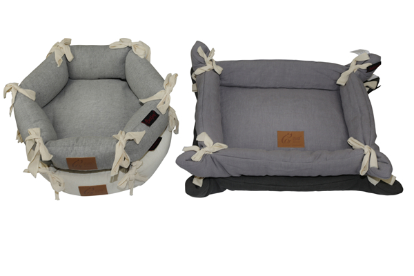 Multifunctional OEM Donut Pet Bed Cuddler Cotton Linen Blended Gray and Natural Pet Bed House Large Dog Cushion Mat Linen Cat Mattress Pad Indoor Floor Decorative Cushion Pillow for Wholesale