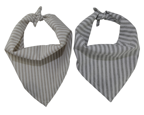 Wholesale Adjustable Striped Linen and Cotton Pet Bandana Kerchief Custom Triangle Dog Bandana Bibs Grey Pet Scarf for Puppy Dog Cat Pet Accessories OEM Neckwear Apparel