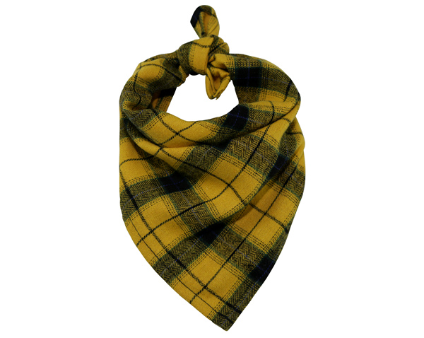 Manufacturer Adjustable Cotton Pet Bandana Kerchief Custom Square Dog Bandana Bibs Yellow Plaid Tartan Pet Scarfs for Puppy Dog Cat Stylish Pet Accessories OEM Neckwear Pet Collar Apparel Wholesale