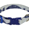 Wholesale Cotton Linen Adjustable Dog Collar with Welded D Ring High Quality Buckle Dog Collar Custom Puppy Collar in Vintage Blue Pattern Designer Dog Collar OEM Pet Accessories Dog Gift Bestseller