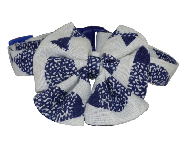 Wholesale Cotton Linen Adjustable Dog Collar with Welded D Ring High Quality Buckle Dog Collar Custom Puppy Collar in Vintage Blue Pattern Designer Dog Collar OEM Pet Accessories Dog Gift Bestseller