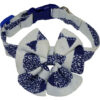 Wholesale Cotton Linen Adjustable Dog Collar with Welded D Ring High Quality Buckle Dog Collar Custom Puppy Collar in Vintage Blue Pattern Designer Dog Collar OEM Pet Accessories Dog Gift Bestseller