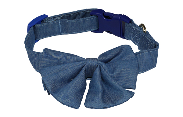 Wholesale Adjustable Urban Denim Dog Collar with Welded D Ring High Quality Buckle Dog Collar Custom Puppy Collar in Indigo Medium Blue Designer Dog Collar OEM Pet Accessories Dog Gift Bestseller
