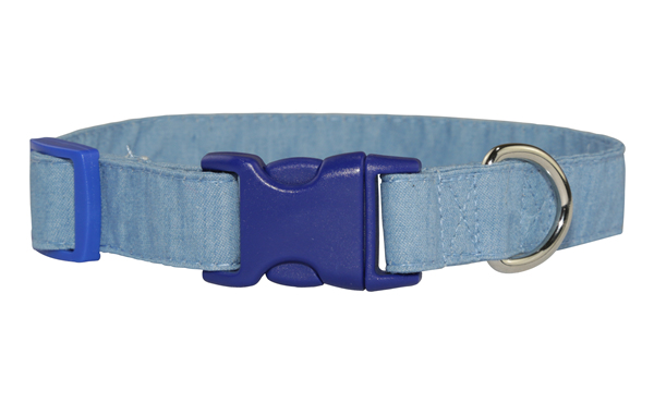 Fast Shipping Adjustable Urban Denim Dog Collar with Welded D Ring High Quality Buckle Dog Collar Custom Puppy Collar in Indigo Light Blue Designer Dog Collar OEM Pet Accessories Dog Gift Bestseller