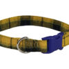 China Factory Adjustable Yellow Plaid Tartan Dog Collar with Welded D Ring High Quality Buckle Dog Collar Custom Cotton Puppy Collar Designer Dog Collar OEM Pet Accessories Dog Birthday Gift