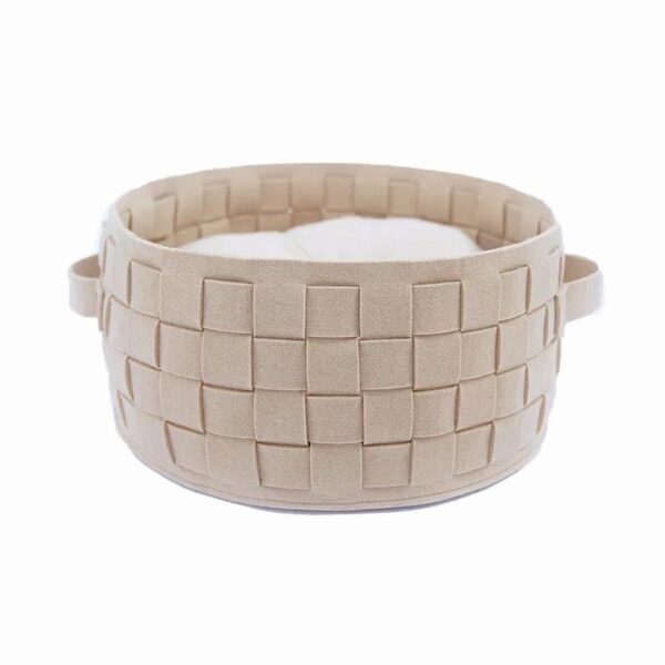New style Felt Woven Cat Bed Big Round Woven Basket Cat Scratching Felt Bed Nest Durable Warm Pet Basket Sleeping