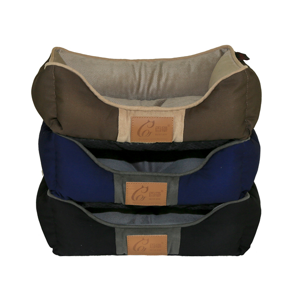 Wholesale OEM Anti-chewing Solid T/C Fleece Suede Machine Washable Pet Bed Dog Sofa Cat Couch With One-piece Design
