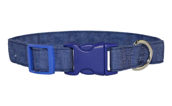 Manufacturer Adjustable Urban Denim Dog Collar with Welded D Ring High Quality Buckle Dog Collar Custom Puppy Collar in Indigo Dark Blue Designer Dog Collar OEM Pet Accessories Dog Gift Bestseller