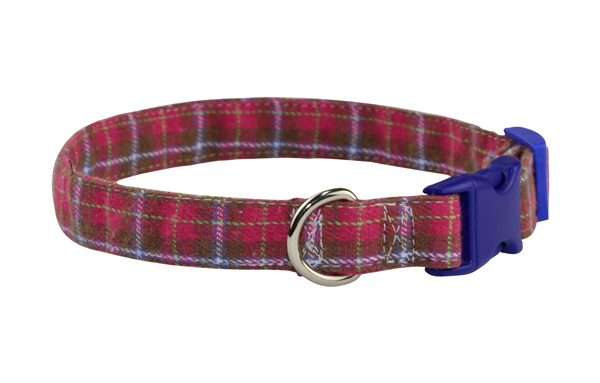 Hot Sale Adjustable Pink Plaid Tartan Dog Collar with Welded D Ring High Quality Buckle Dog Collar Custom Cotton Puppy Collar Designer New Dog Collar OEM Pet Accessories Dog Birthday Gift