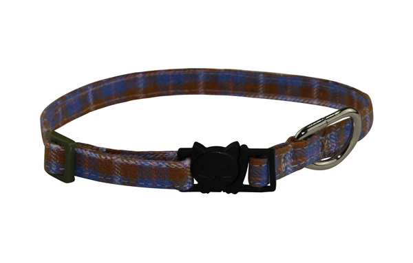 Cheap Adjustable Cat Collar with Welded D Ring High Quality Cotton Buckle Cat Collar Luxury Custom Kitty Collar in Classic Plaid Tartan Pattern Designer Cat Collar OEM Pet Accessories for Wholesale
